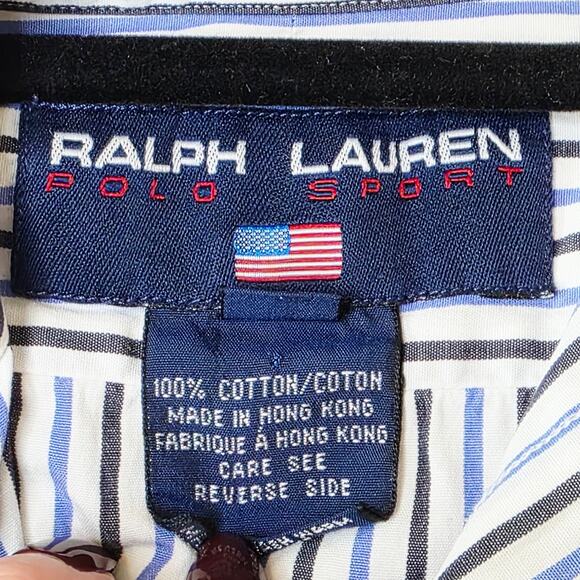 Ralph Lauren Sport Button Down Shirt 10 Blue Striped Cotton Preppy Classic - Picture 6 of 11